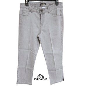90's Jordache Womens Gray Acid Wash Straight Crop Jeans Rivets & Horse Head SZ 8